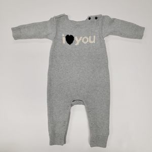 3-6M Gap Grey Knit Romper I♡you